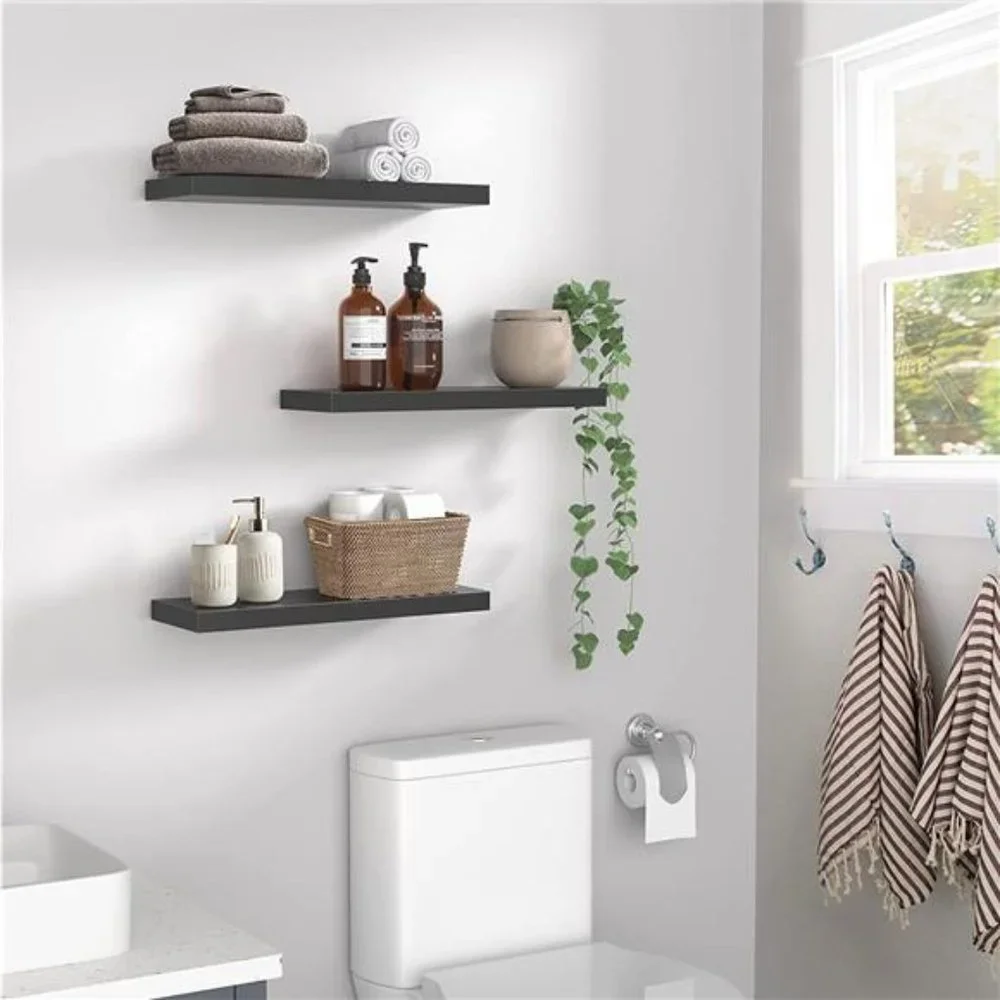 Floating Shelves Black Set of 3 Shelves Bedroom Bathroom Living Room